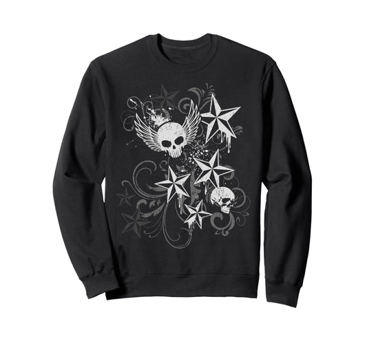 Y2K Grunge Skull Wings 2000S 90S Emo Sweatshirt - Trendy Graphic Unisex - T-Shirt, Sweatshirt, Hoodie