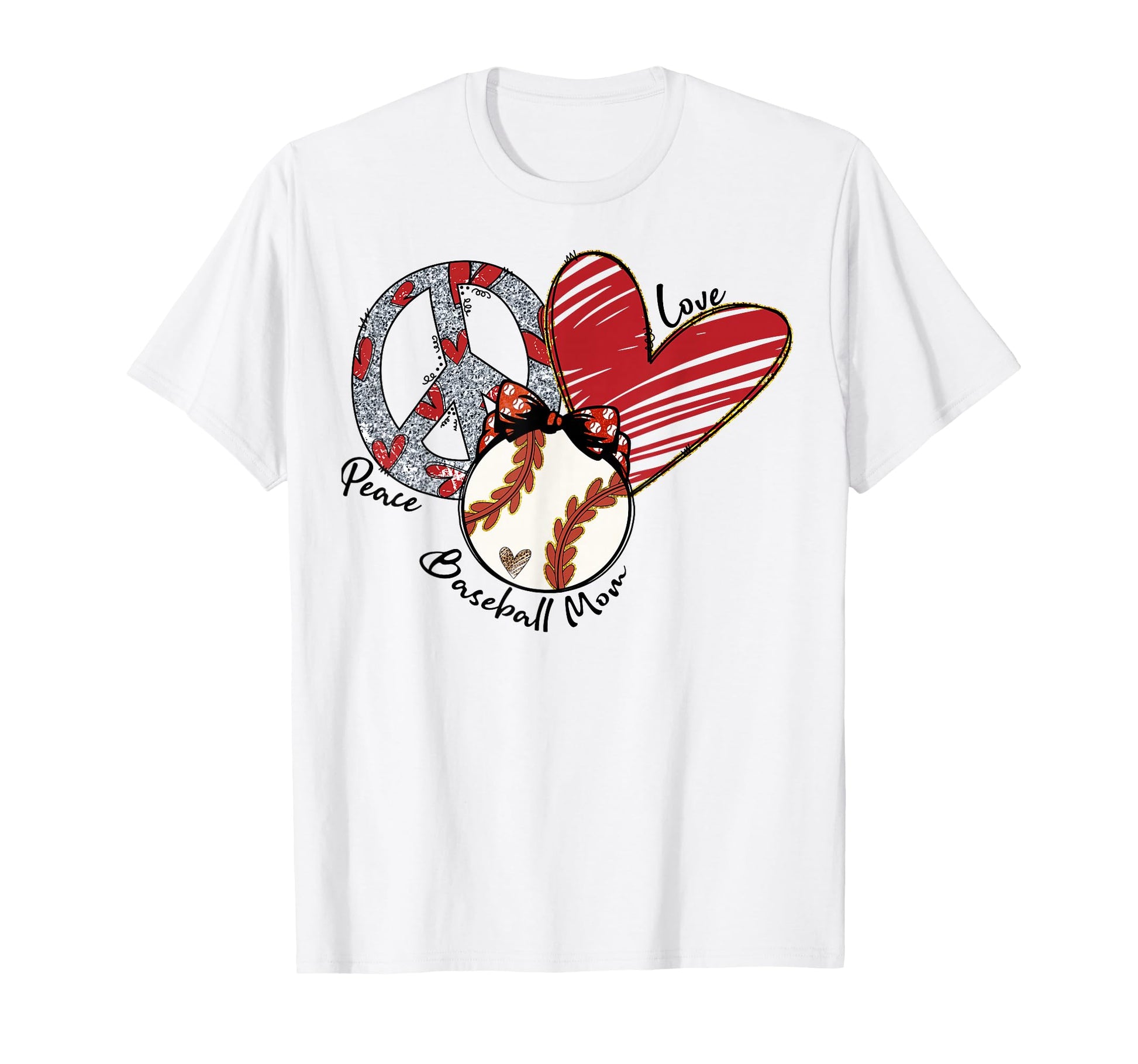 Peace Love Baseball Mom Leopard Mother T-Shirt - Trendy Graphic for Adults - T-Shirt, Sweatshirt, Hoodie