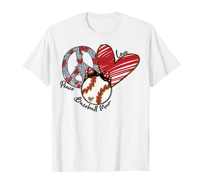 Peace Love Baseball Mom Leopard Mother T-Shirt - Trendy Graphic for Adults - T-Shirt, Sweatshirt, Hoodie