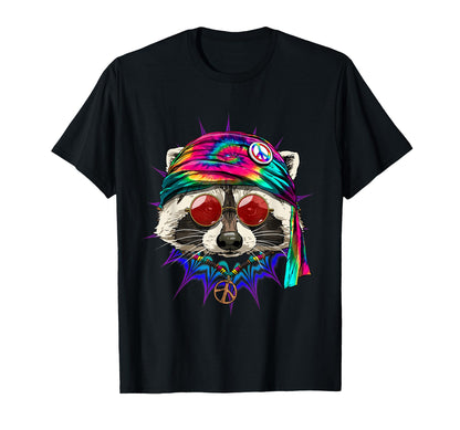 Tie Dye Hippie Raccoon Hippiness Peace T-Shirt - Fun Novelty Design Unisex - T-Shirt, Sweatshirt, Hoodie