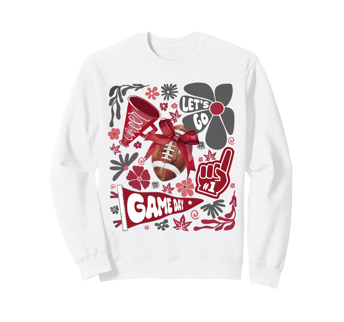 Red Black Cheerleader Game Day Sweatshirt - Casual Everyday Wear Men Women - T-Shirt, Sweatshirt, Hoodie
