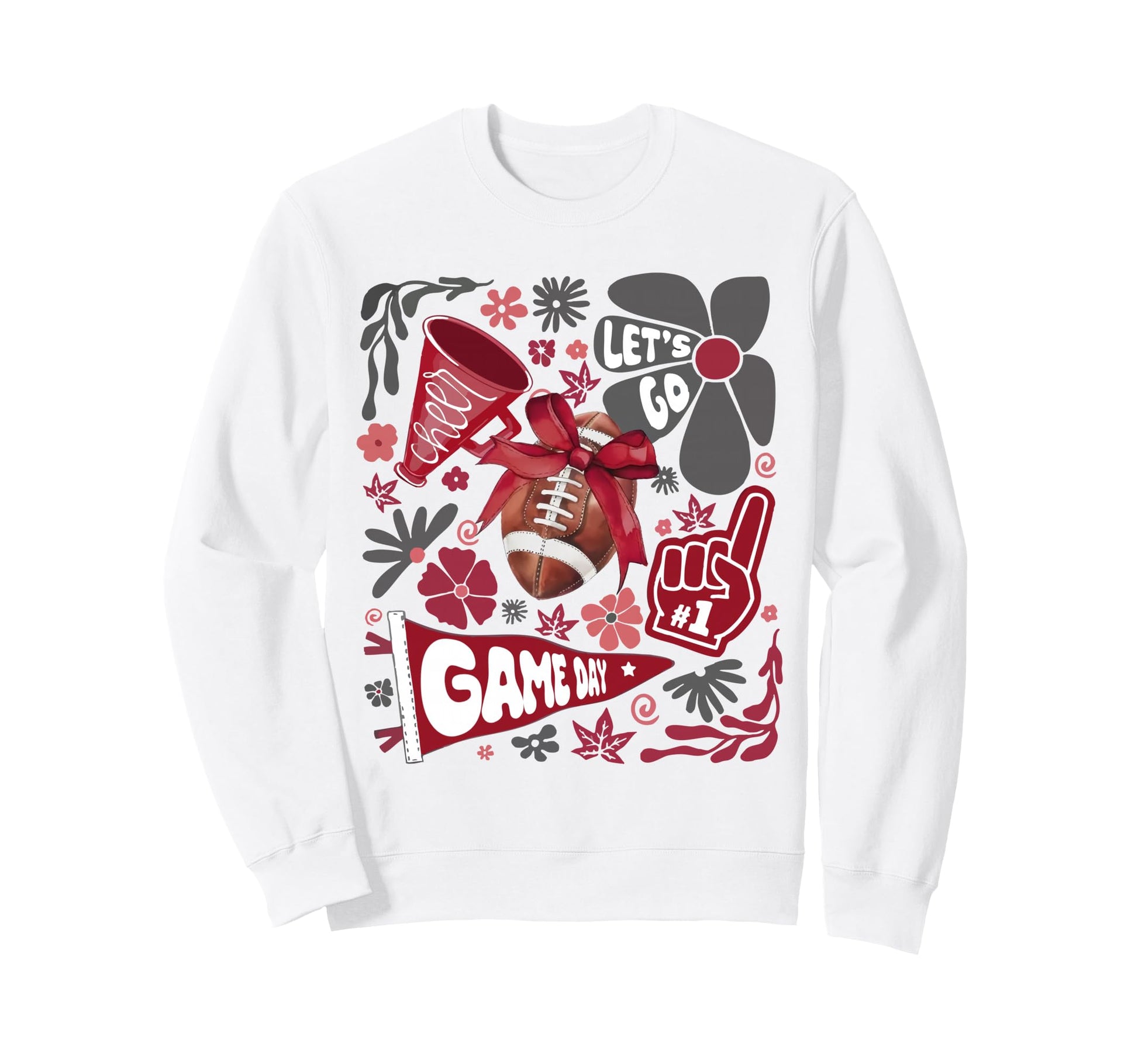 Red Black Cheerleader Game Day Sweatshirt - Casual Everyday Wear Men Women - T-Shirt, Sweatshirt, Hoodie