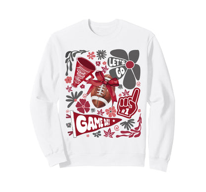 Red Black Cheerleader Game Day Sweatshirt - Casual Everyday Wear Men Women - T-Shirt, Sweatshirt, Hoodie