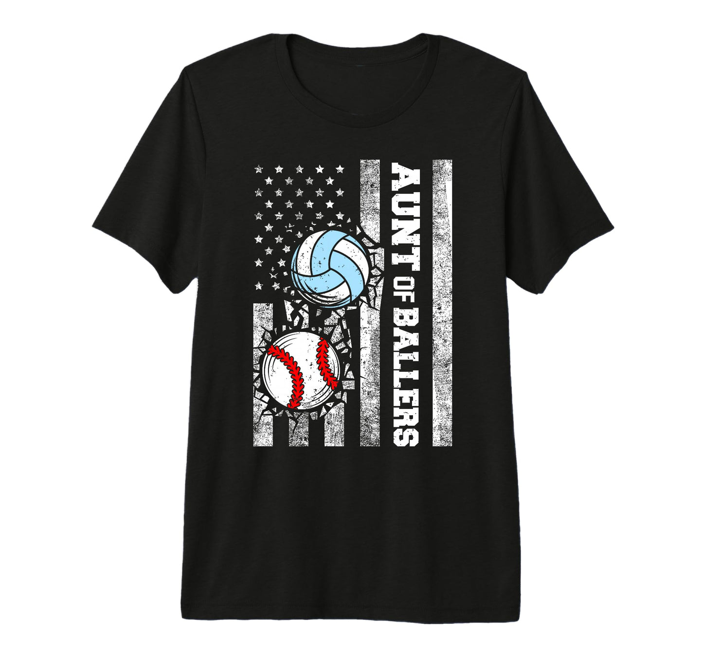 Aunt Ballers Funny Usa Flag Baseball T-Shirt - Novelty Apparel Unisex - T-Shirt, Sweatshirt, Hoodie