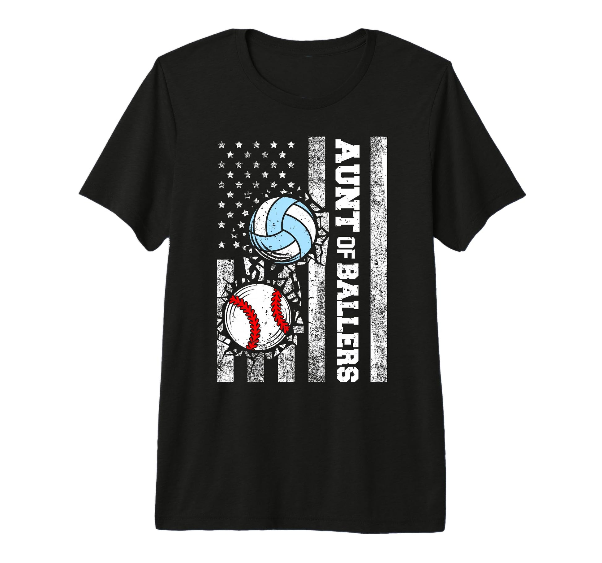 Aunt Ballers Funny Usa Flag Baseball T-Shirt - Novelty Apparel Unisex - T-Shirt, Sweatshirt, Hoodie
