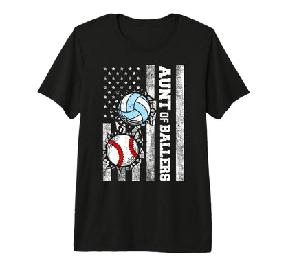 Aunt Ballers Funny Usa Flag Baseball T-Shirt - Novelty Apparel Unisex - T-Shirt, Sweatshirt, Hoodie