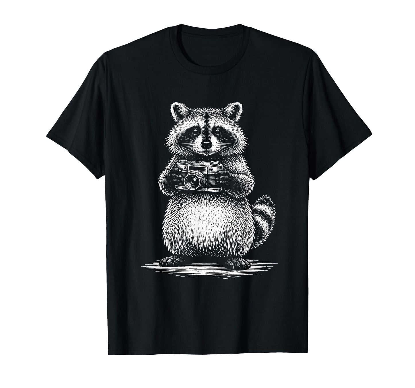 Raccoon Photographer Camera T-Shirt - Minimalist Print Men Women - T-Shirt, Sweatshirt, Hoodie