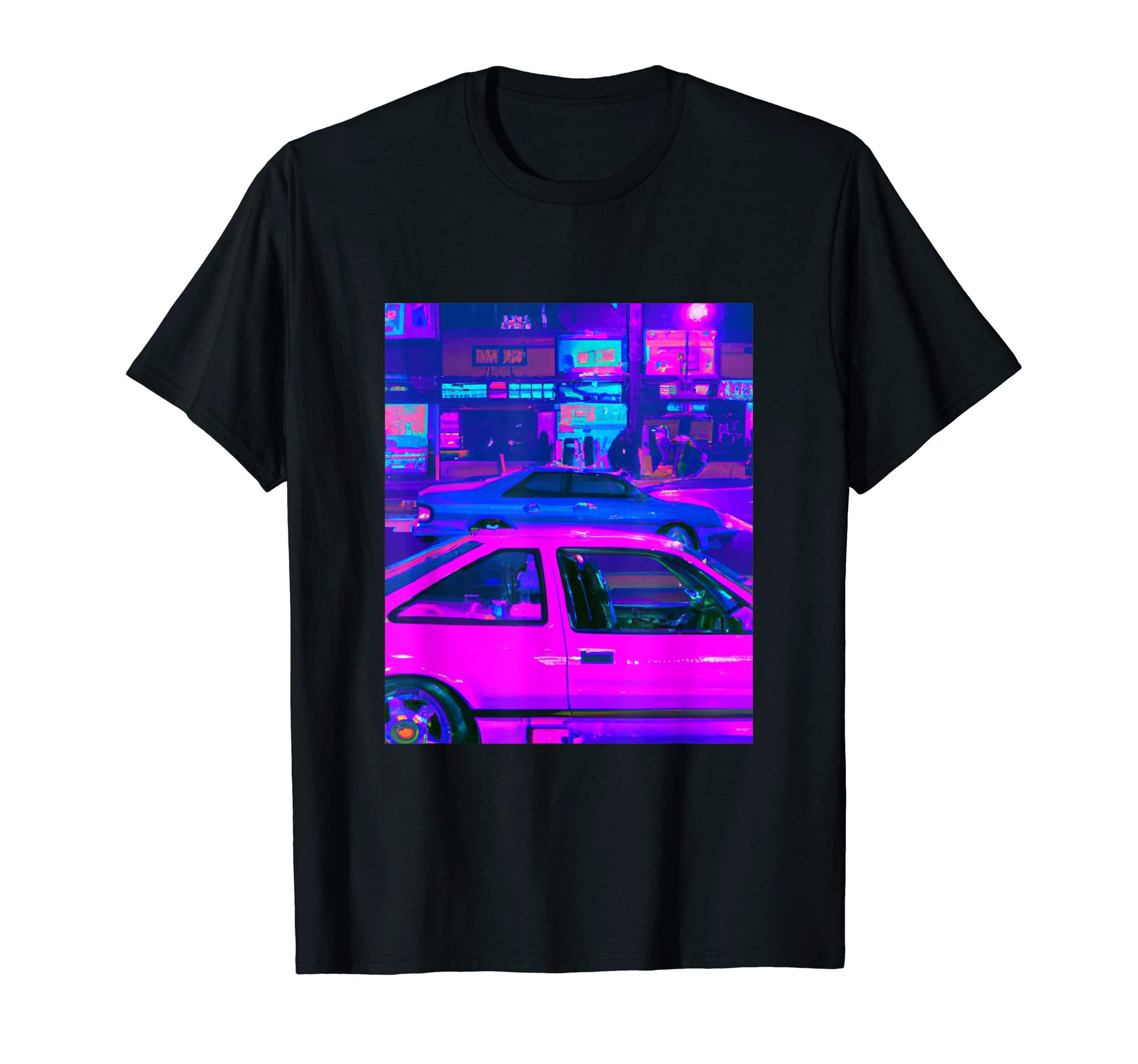 Vaporwave Car Synthwave City Vaporwave T-Shirt - Custom Art Print Unisex - T-Shirt, Sweatshirt, Hoodie
