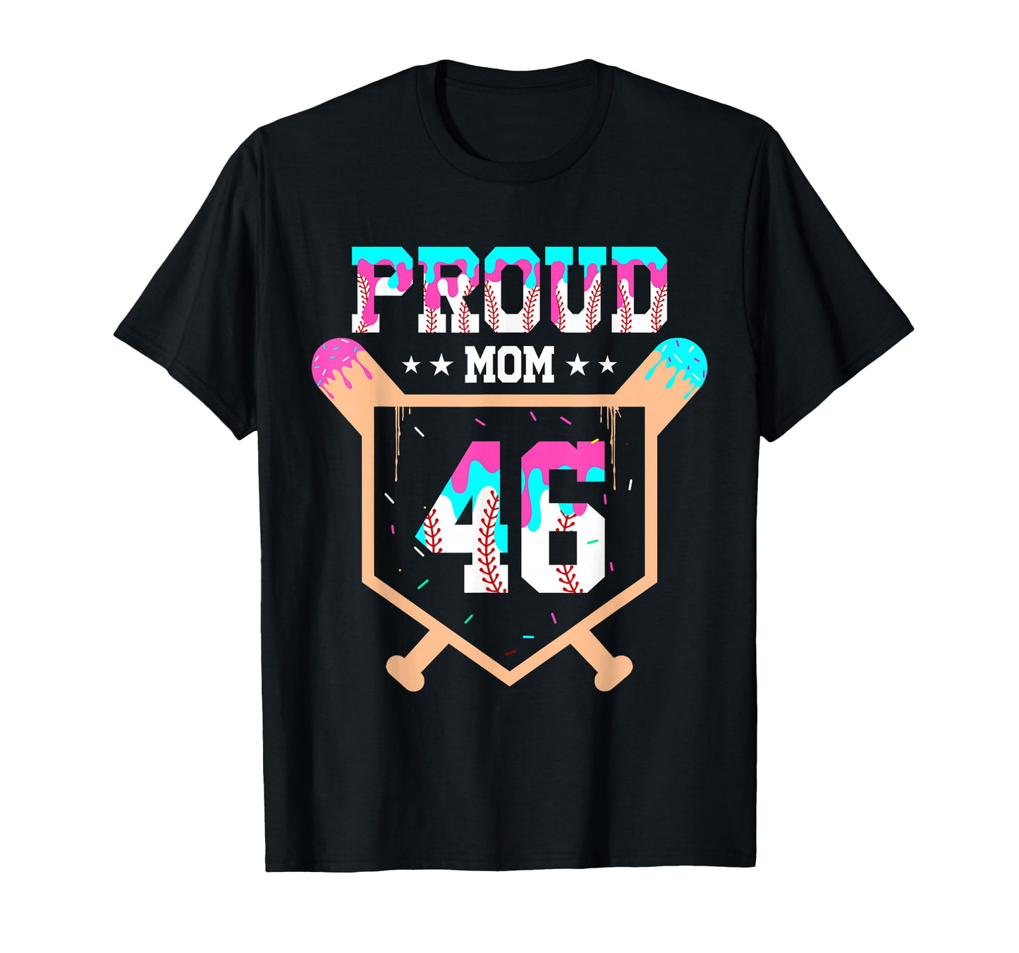 Proud Mom Baseball Player Number 46 T-Shirt - Minimalist Print for Adults - T-Shirt, Sweatshirt, Hoodie