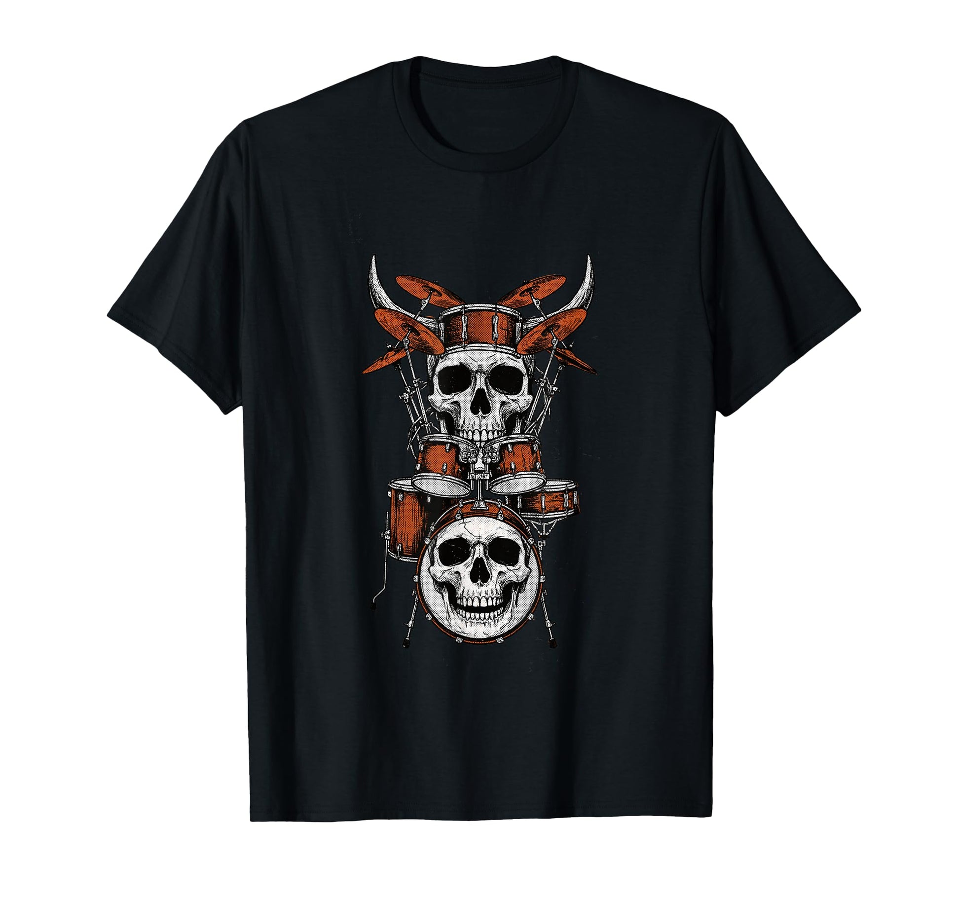 Skull Drum Set Rock Music Drummer T-Shirt - Fun Novelty Design Men Women - T-Shirt, Sweatshirt, Hoodie