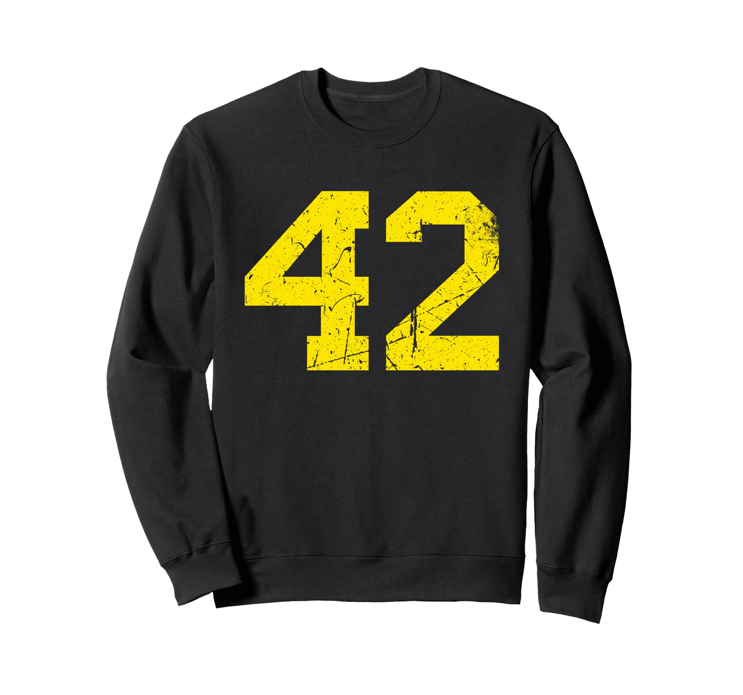 Yellow Number 42 Sports Team Varsity Sweatshirt - Graphic Print Unisex - T-Shirt, Sweatshirt, Hoodie