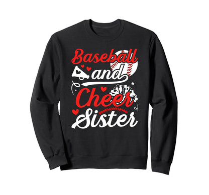 Baseball And Cheer Sister Baseball Sweatshirt - Minimalist Print Unisex - T-Shirt, Sweatshirt, Hoodie