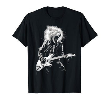 Rock Cat Playing Guitar Funny Guitar T-Shirt - Trendy Graphic for Adults - T-Shirt, Sweatshirt, Hoodie