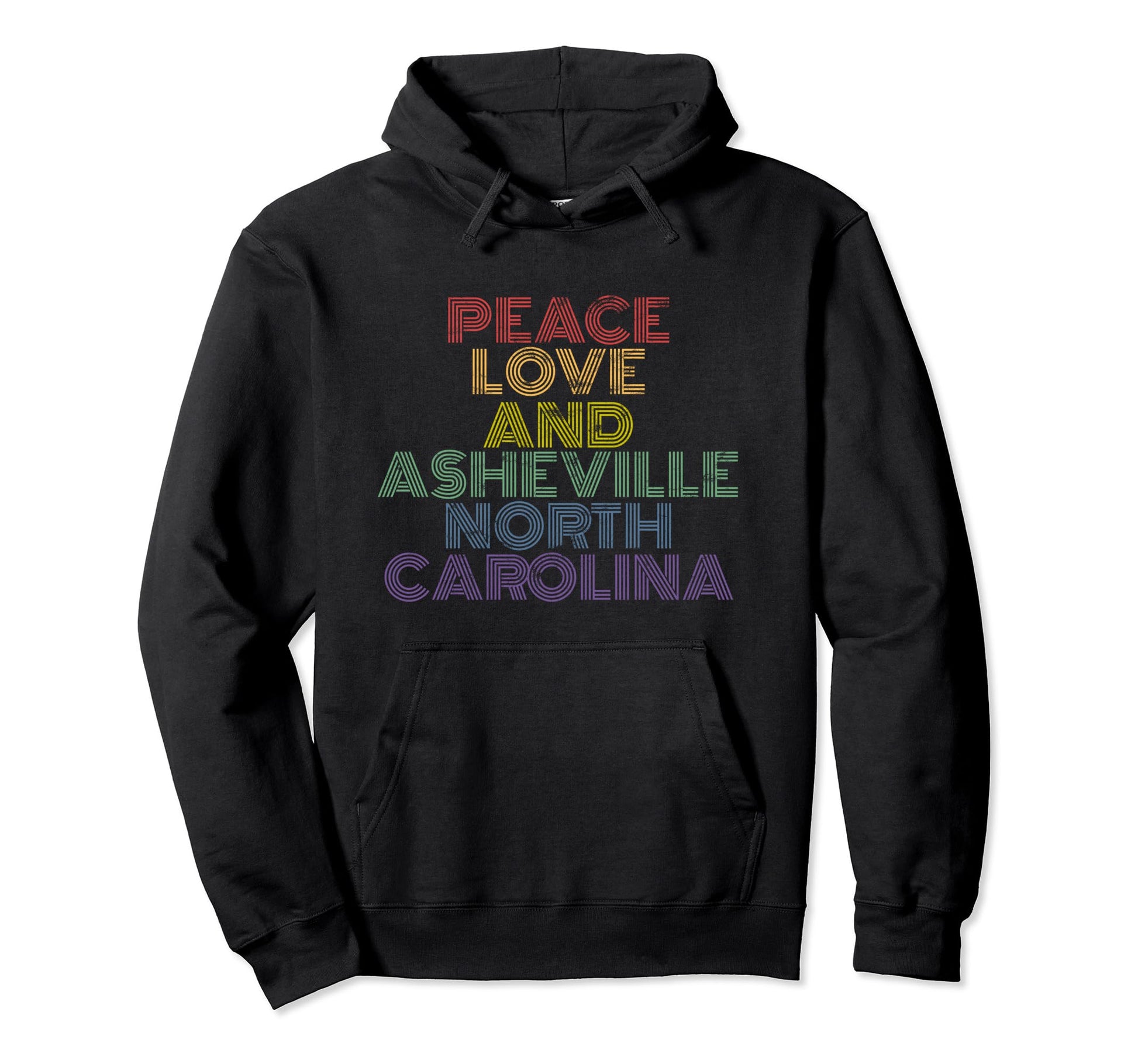 Asheville North Carolina Peace Love Hoodie - Casual Everyday Wear Unisex - T-Shirt, Sweatshirt, Hoodie