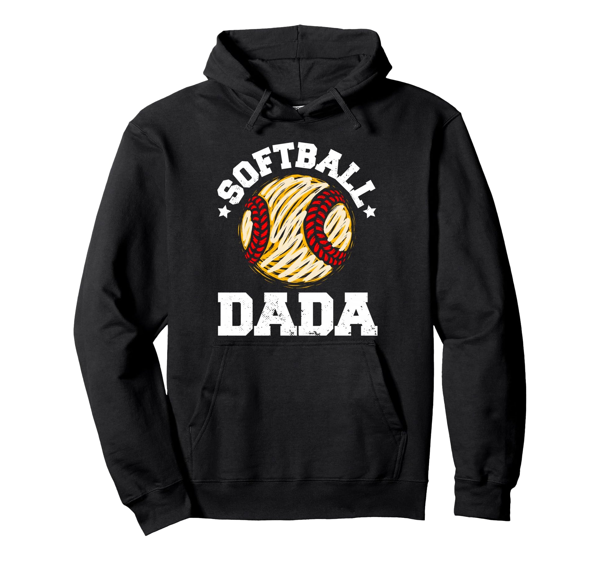 Softball Dada Distressed Funny Hoodie - Custom Art Print for Adults - T-Shirt, Sweatshirt, Hoodie