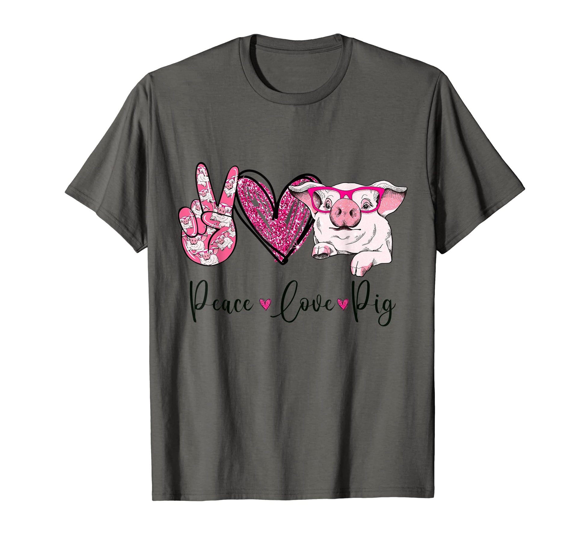 Peace Love Pig Farmer Gifts Hand T-Shirt - Aesthetic Graphic for Adults - T-Shirt, Sweatshirt, Hoodie