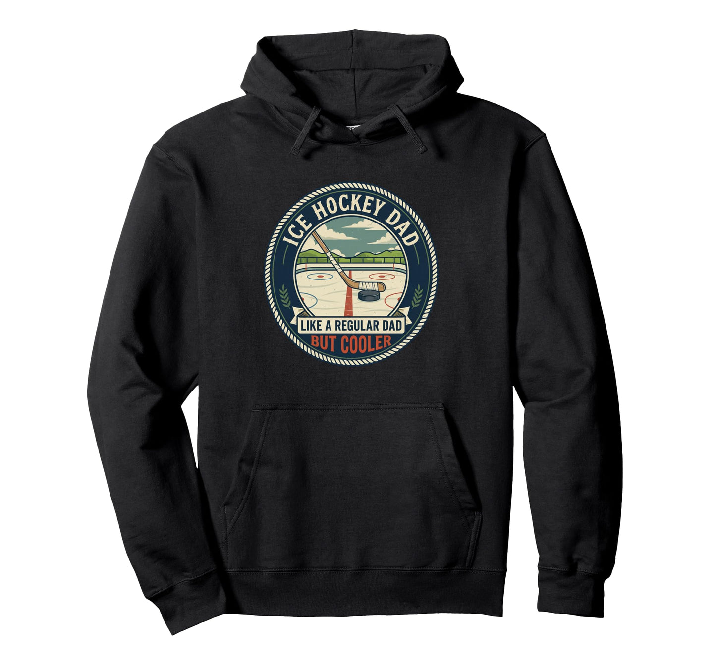 Ice Hockey Dad Player Puck Stick Rink Hoodie - Graphic Print Unisex - T-Shirt, Sweatshirt, Hoodie