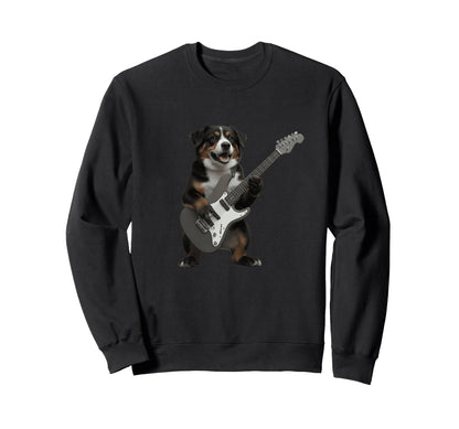 Funny Dog Playing Electric Guitar Sweatshirt - Streetwear Style Men Women - T-Shirt, Sweatshirt, Hoodie