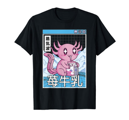Axolotl Strawberry Milk Kawaii T-Shirt - Fun Novelty Design for Adults - T-Shirt, Sweatshirt, Hoodie