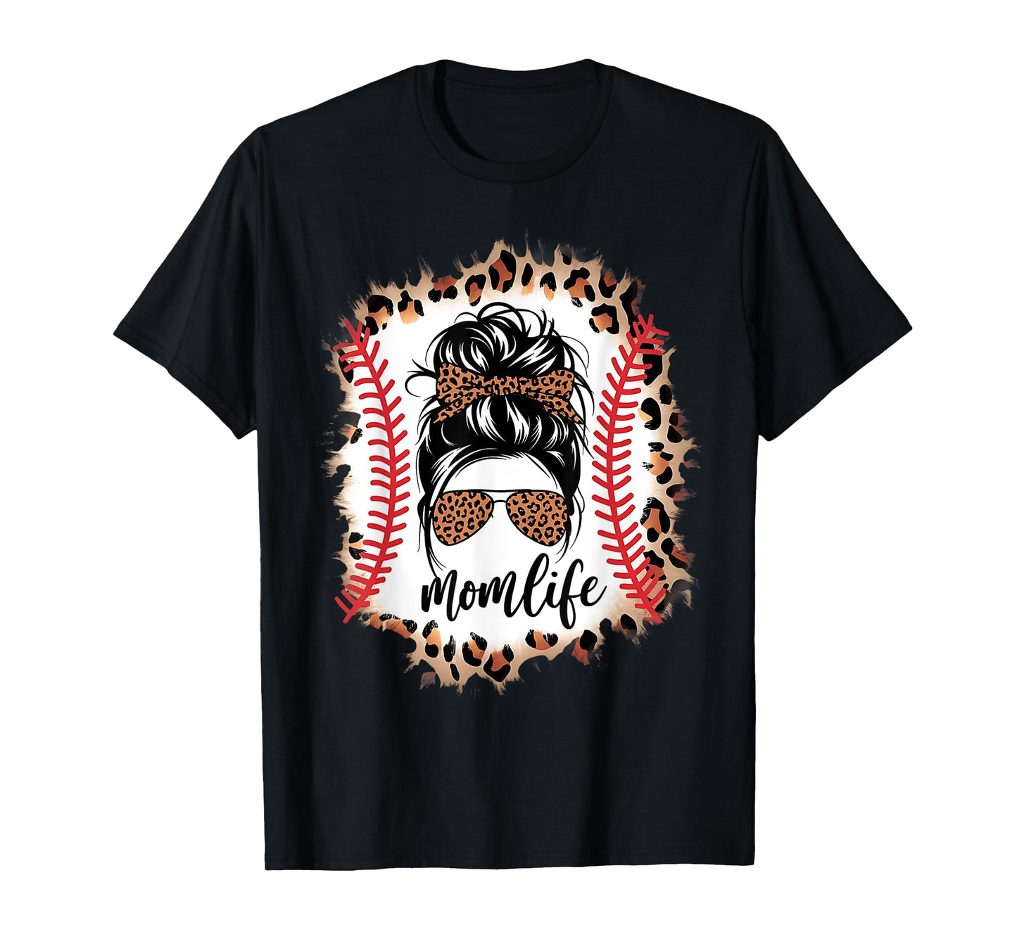 Mom Life Baseball Mom Messy Bun T-Shirt - Streetwear Style for Adults - T-Shirt, Sweatshirt, Hoodie