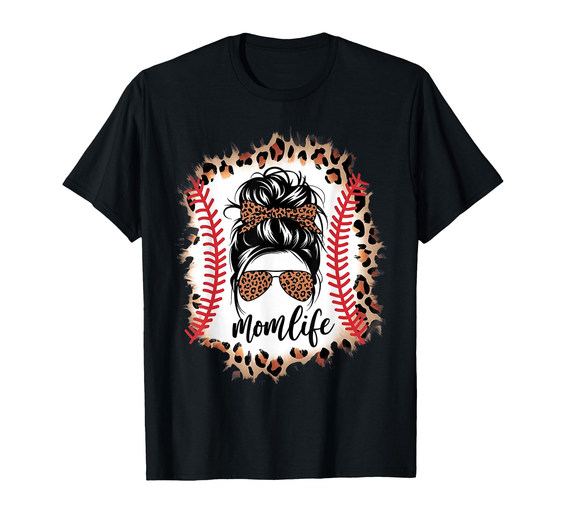 Mom Life Baseball Mom Messy Bun T-Shirt - Streetwear Style for Adults - T-Shirt, Sweatshirt, Hoodie