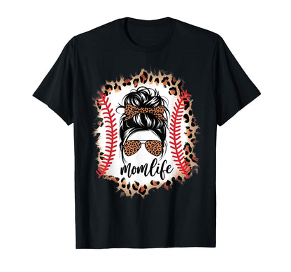 Mom Life Baseball Mom Messy Bun T-Shirt - Streetwear Style for Adults - T-Shirt, Sweatshirt, Hoodie