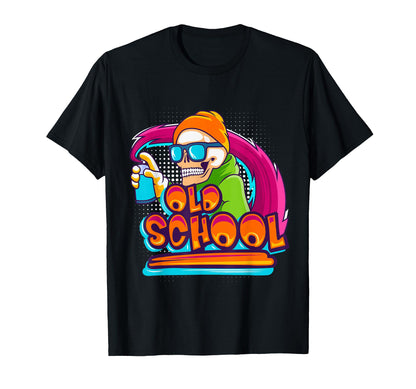 Oldschool Sprayer Graffiti Skeleton T-Shirt - Casual Everyday Wear Unisex - T-Shirt, Sweatshirt, Hoodie