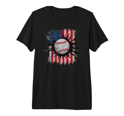 Baseball Us Flag Baseball Lover Dad T-Shirt - Streetwear Style for Adults - T-Shirt, Sweatshirt, Hoodie