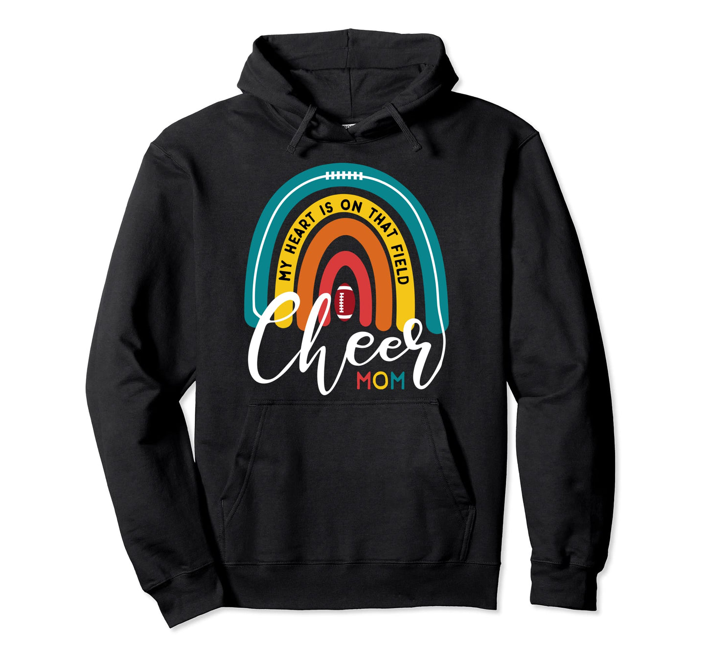 Football Cheer Mom My Heart Is That Hoodie - Fun Novelty Design Unisex - T-Shirt, Sweatshirt, Hoodie