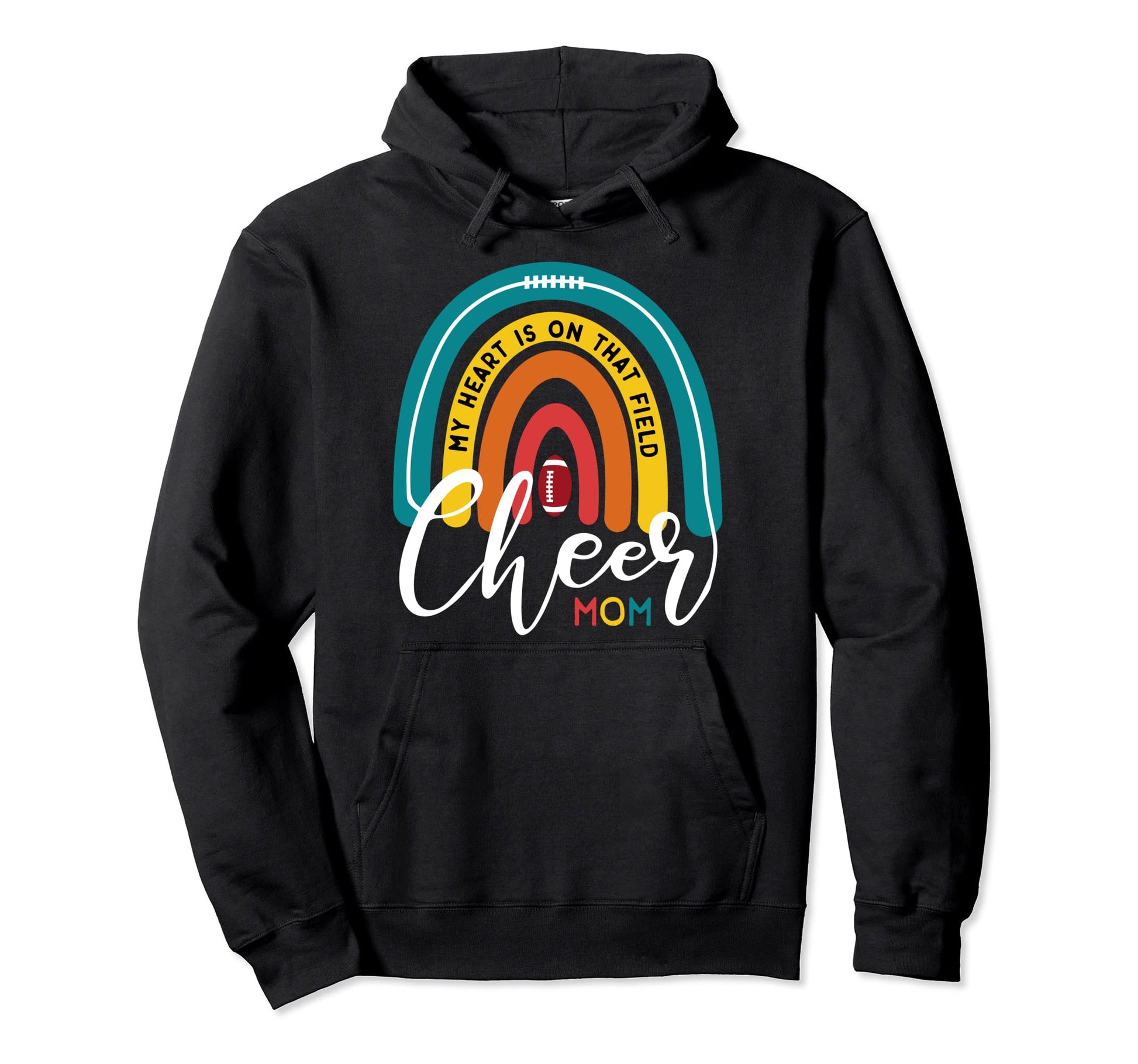 Football Cheer Mom My Heart Is That Hoodie - Fun Novelty Design Unisex - T-Shirt, Sweatshirt, Hoodie