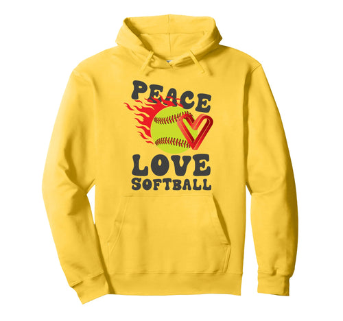 Peace Love Softball Hoodie - Streetwear Style Men Women - T-Shirt, Sweatshirt, Hoodie