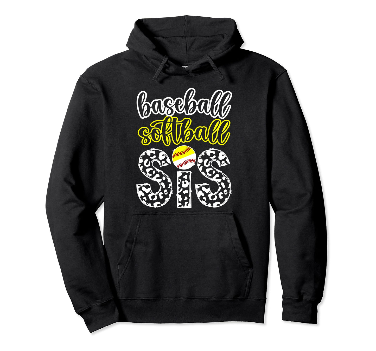 Baseball Softball Sis Leopard Softball Hoodie - Trendy Graphic Unisex - T-Shirt, Sweatshirt, Hoodie
