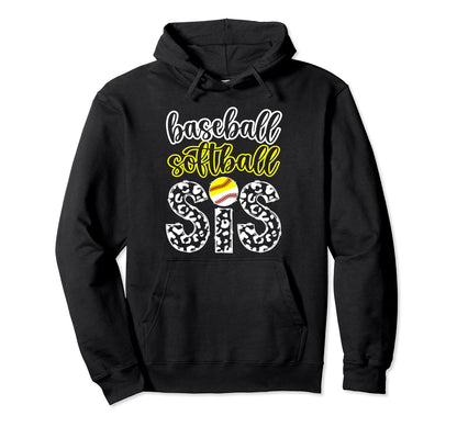 Baseball Softball Sis Leopard Softball Hoodie - Trendy Graphic Unisex - T-Shirt, Sweatshirt, Hoodie