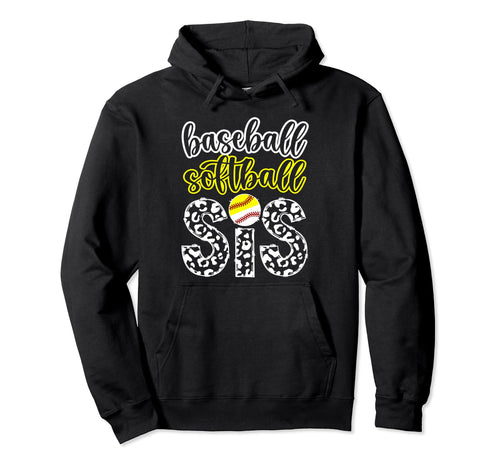 Baseball Softball Sis Leopard Softball Hoodie - Trendy Graphic Unisex - T-Shirt, Sweatshirt, Hoodie