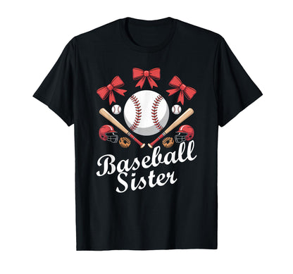 Baseball Sister Coquette Bow Cheer Baseball T-Shirt - Trendy Graphic Unisex - T-Shirt, Sweatshirt, Hoodie