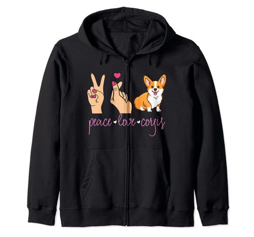 Peace Love Corgis Heart Dog Gift Pet T-Shirt - Novelty Apparel for Adults - T-Shirt, Sweatshirt, Hoodie
