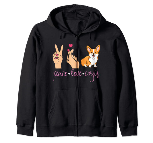 Peace Love Corgis Heart Dog Gift Pet T-Shirt - Novelty Apparel for Adults - T-Shirt, Sweatshirt, Hoodie