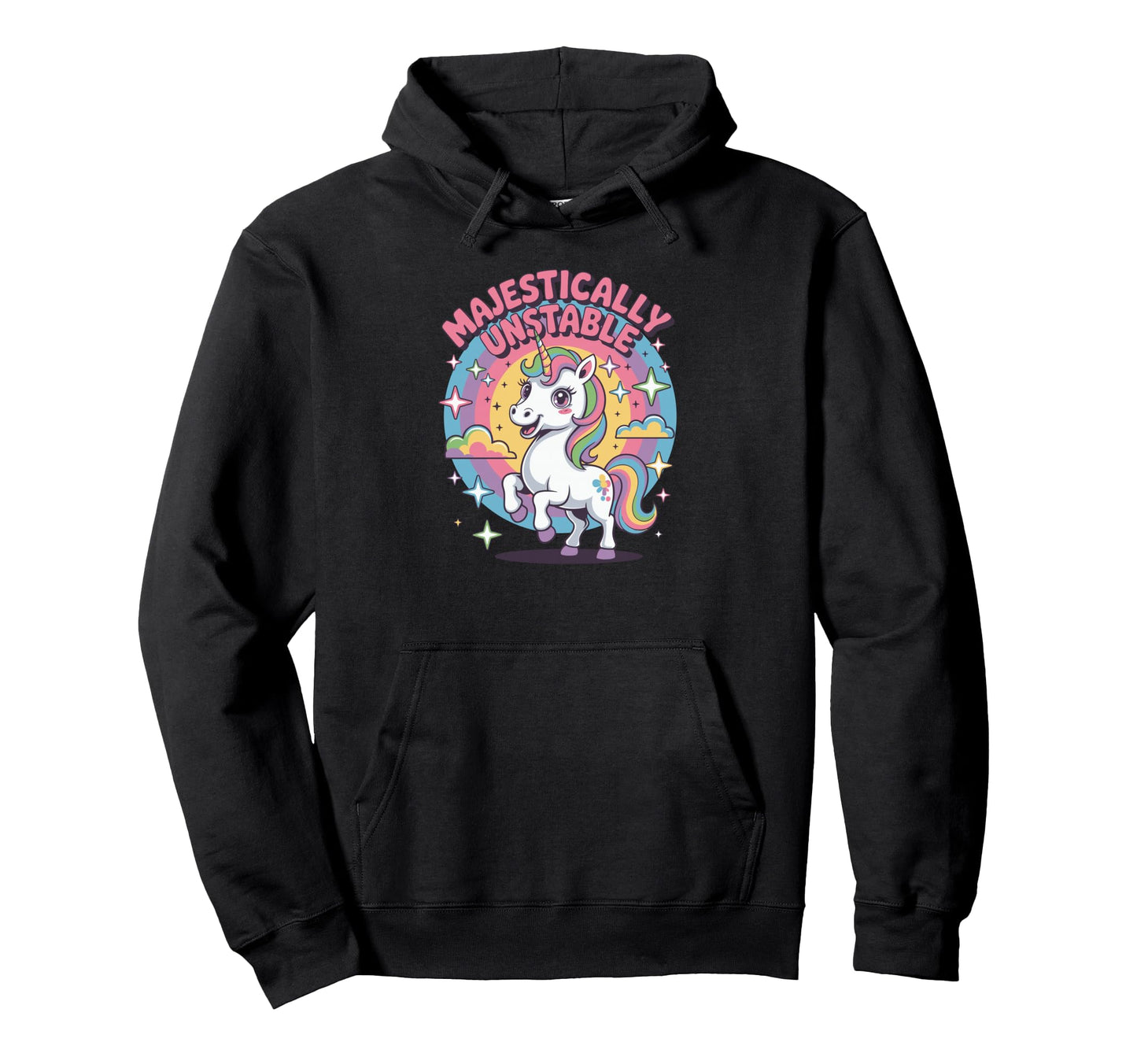Majestically Unstable Funny Unicorn Hoodie - Minimalist Print for Adults - T-Shirt, Sweatshirt, Hoodie