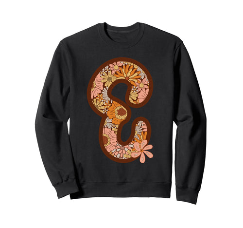 Floral Letter E Boho Botanical Sweatshirt - Custom Art Print for Adults - T-Shirt, Sweatshirt, Hoodie