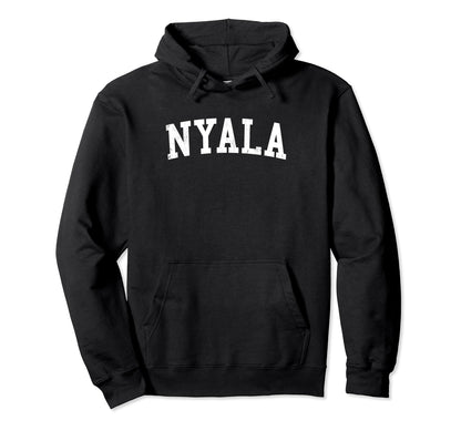 Nyala Sudan Distressed White Varsity Hoodie - Fun Novelty Design for Adults - T-Shirt, Sweatshirt, Hoodie