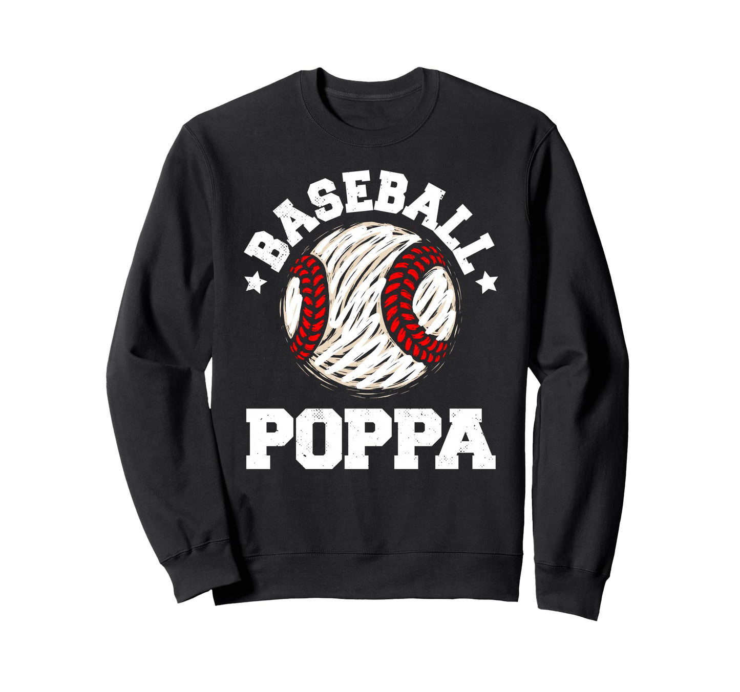 Baseball Poppa Distressed Funny Sweatshirt - Minimalist Print for Adults - T-Shirt, Sweatshirt, Hoodie