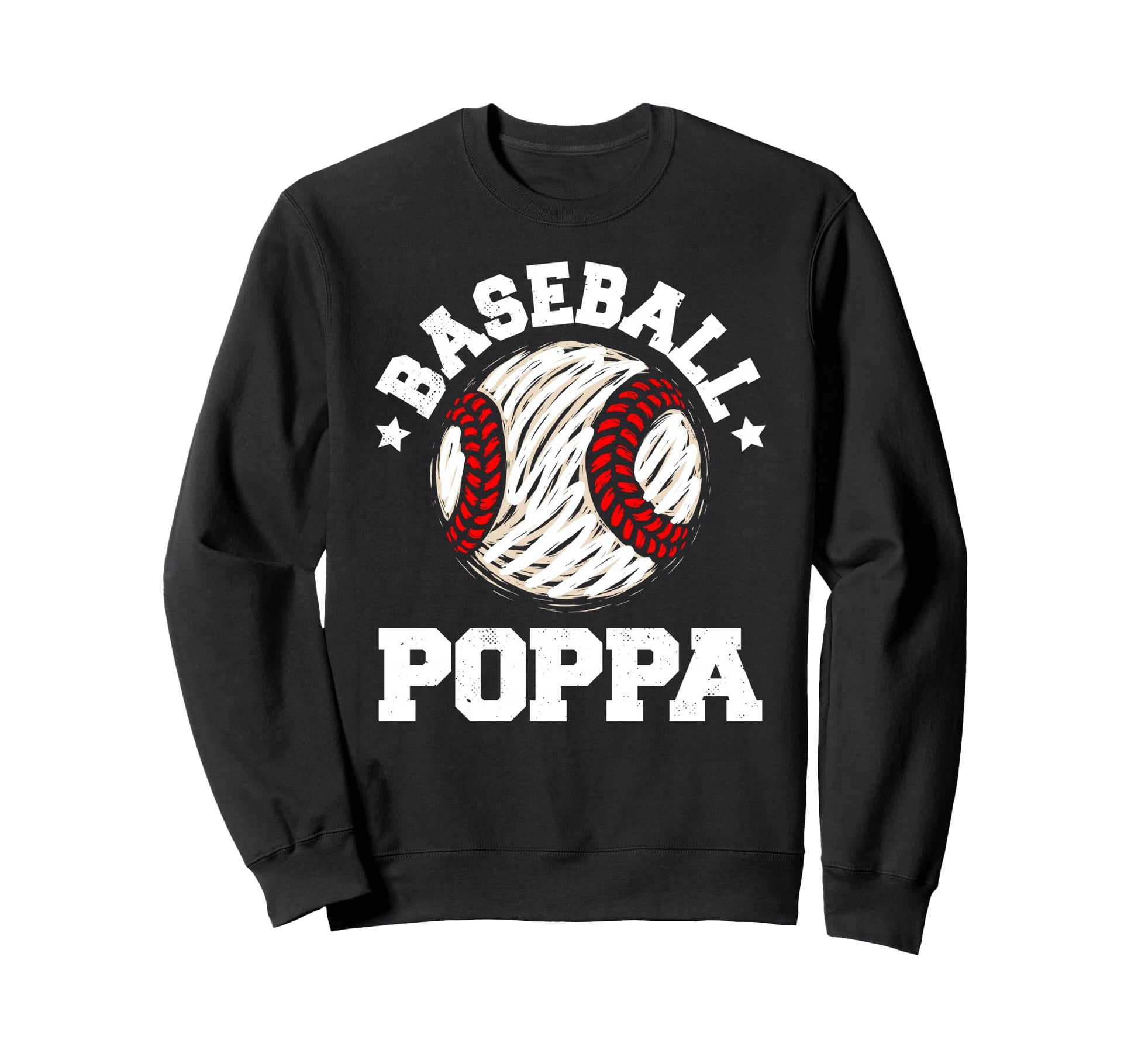 Baseball Poppa Distressed Funny Sweatshirt - Minimalist Print for Adults - T-Shirt, Sweatshirt, Hoodie
