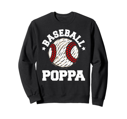 Baseball Poppa Distressed Funny Sweatshirt - Minimalist Print for Adults - T-Shirt, Sweatshirt, Hoodie