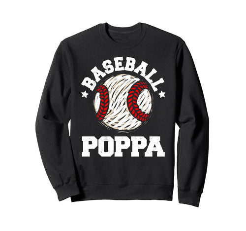 Baseball Poppa Distressed Funny Sweatshirt - Minimalist Print for Adults - T-Shirt, Sweatshirt, Hoodie