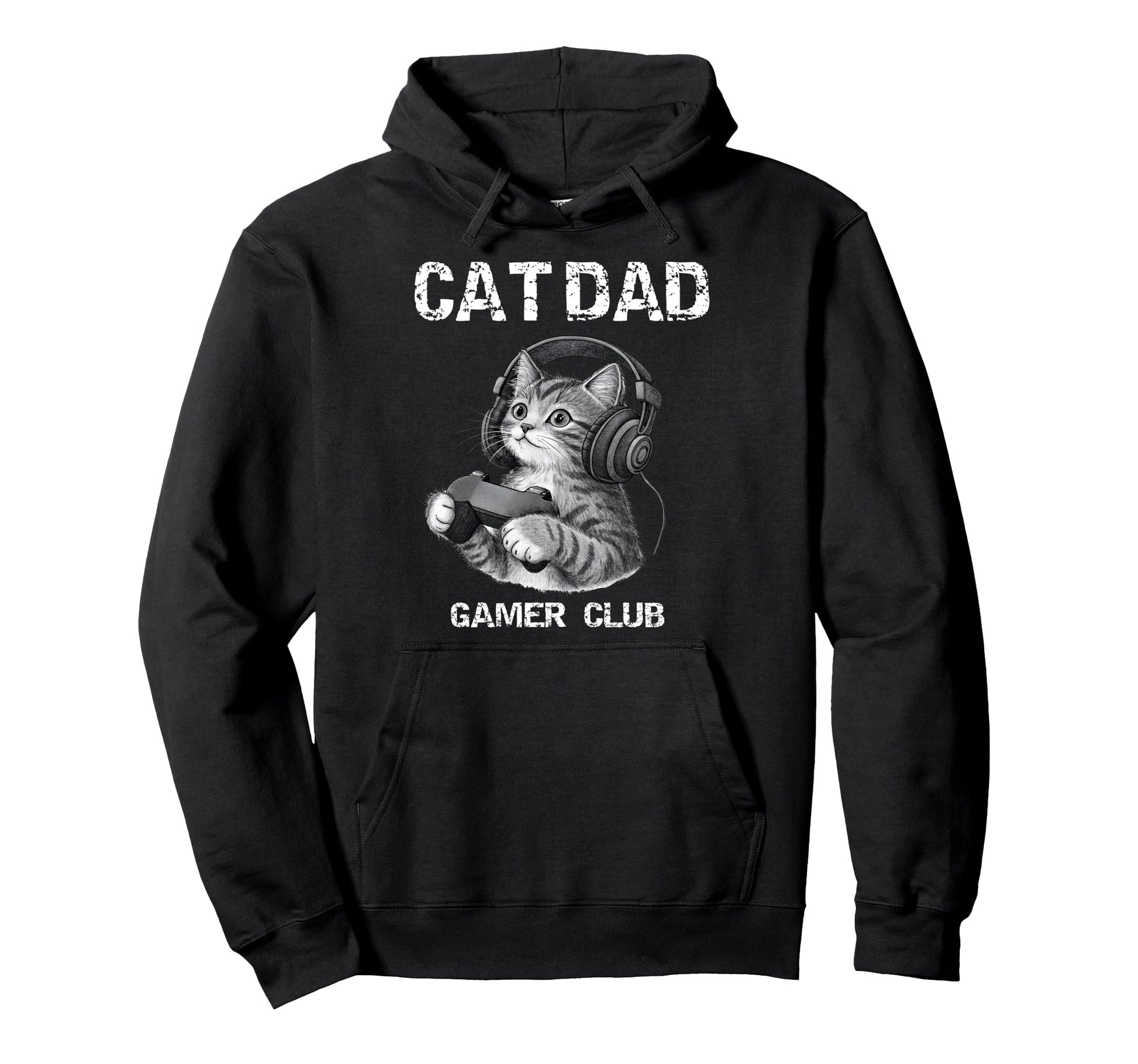 Cat Dad Gamer Club Gaming Funny Fathers Hoodie - Novelty Apparel Unisex - T-Shirt, Sweatshirt, Hoodie