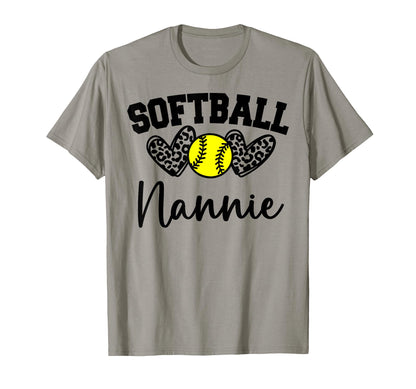 Personalized Softball Heart Nannie T-Shirt - Minimalist Print for Adults - T-Shirt, Sweatshirt, Hoodie