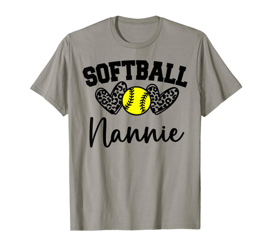 Personalized Softball Heart Nannie T-Shirt - Minimalist Print for Adults - T-Shirt, Sweatshirt, Hoodie