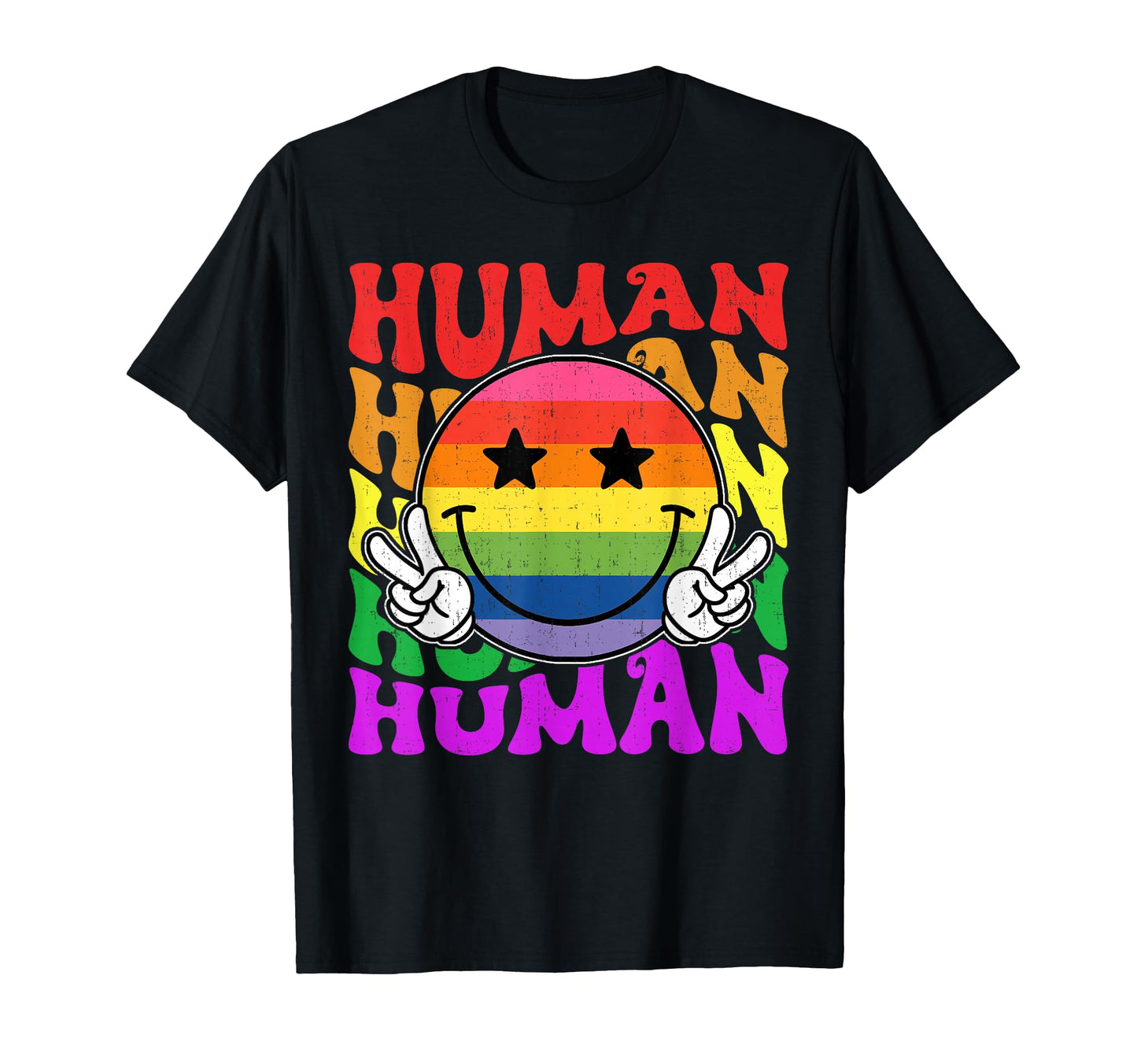 Human Rainbow Lgbt Peace Gay Lesbian T-Shirt - Aesthetic Graphic Unisex - T-Shirt, Sweatshirt, Hoodie