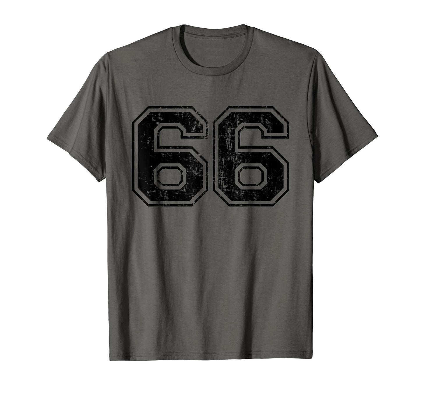 Number 66 Varsity Distressed Sport T-Shirt - Minimalist Print for Adults - T-Shirt, Sweatshirt, Hoodie