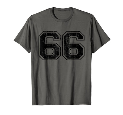 Number 66 Varsity Distressed Sport T-Shirt - Minimalist Print for Adults - T-Shirt, Sweatshirt, Hoodie